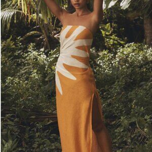 New with tags, unworn Celandine Strapless Cutout Linen Dress- Medium Retail $118